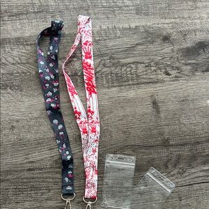 Red and Black Patterned Lanyards with Clear ID Holders